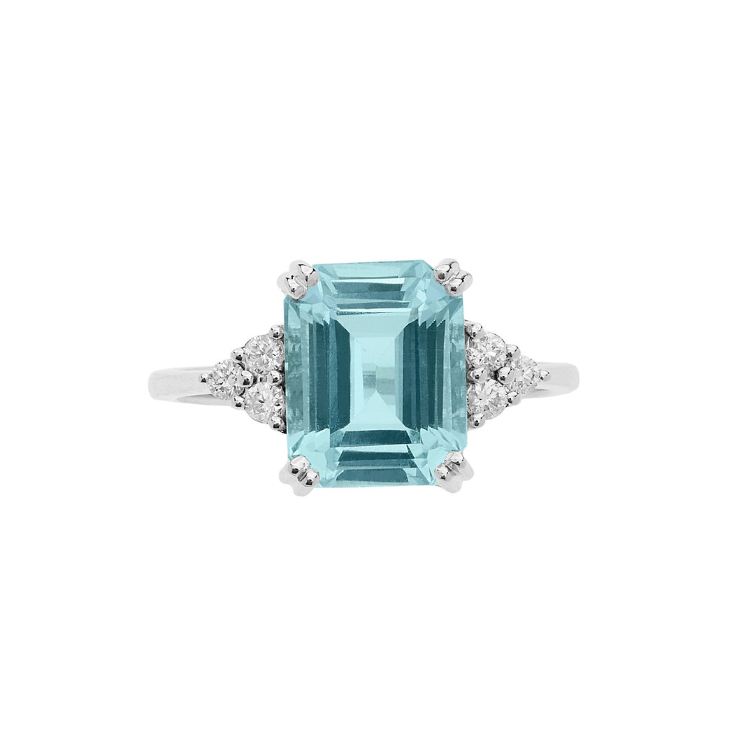 Comete Anello in Oro Diamanti e Acquamarina ottagonale ANQ337