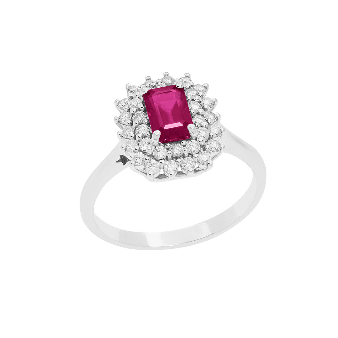 Comete Gold ring with diamonds and octagonal ruby ANB2624