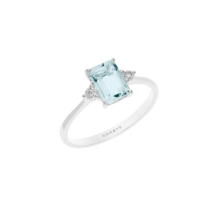 Comete Anello in Oro Diamanti e Acquamarina Ottagonale ANQ306