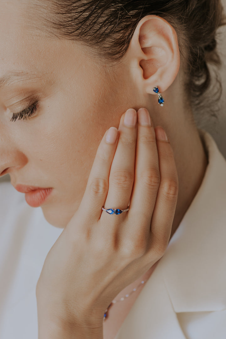 Bague Comete en or avec diamants et saphirs Drop ANB2635