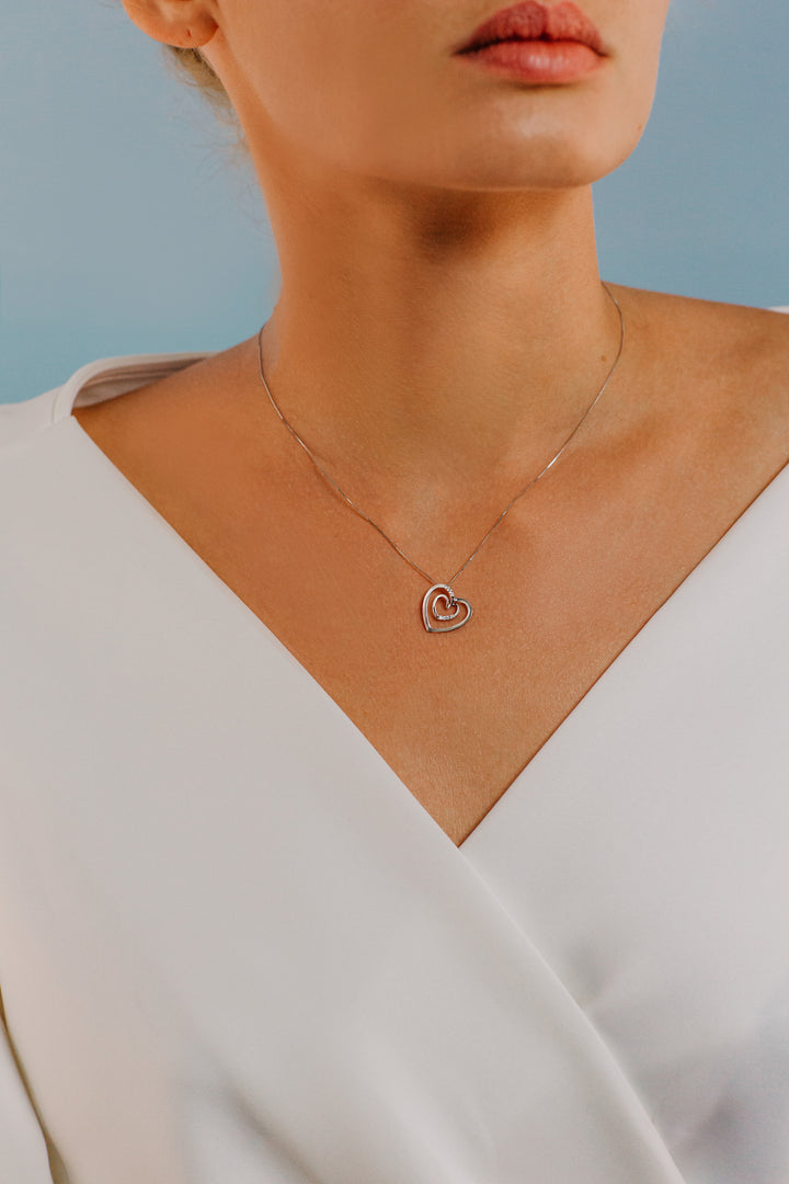 Collar Comete Corazón en Oro y Diamantes GLB1339