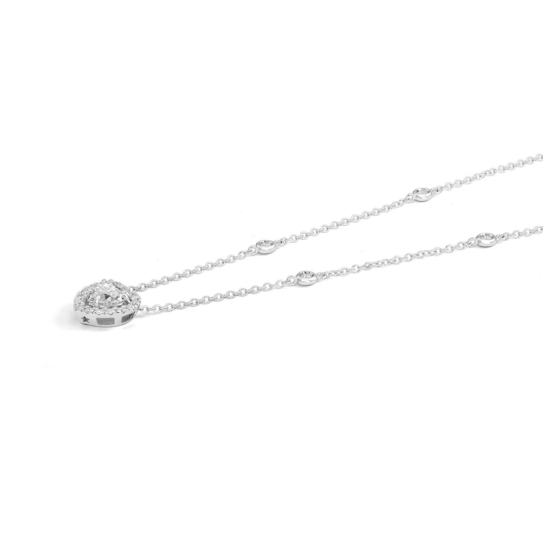 Collier Comète en Or 750‰ avec un coeur de diamants blancs GLB1717
