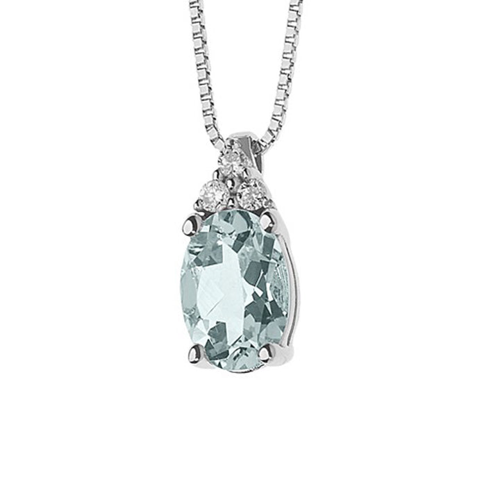 Collier Comete en Or Diamants et Aigue-marine Ovale GLQ263