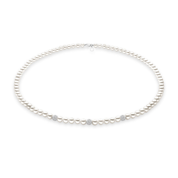 Comete Freshwater Pearl Necklace in Gold and Diamond Spheres FWQ193B