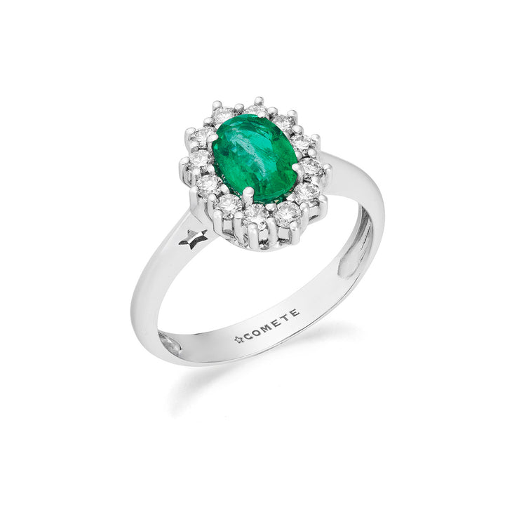 Comete Bague en or blanc avec diamants et émeraude ovale ANB2749S3