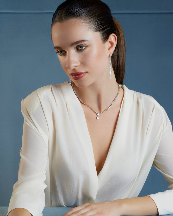 Collier Comète en Argent 925‰ et Zircons blancs GLA265