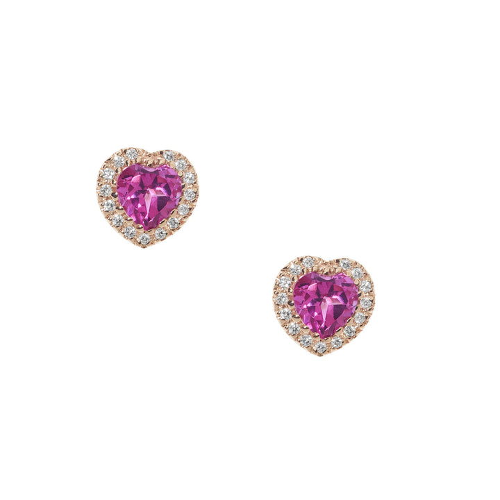 Comete Orecchini in Oro Diamanti e Topazi Rosa cuore ORB1036