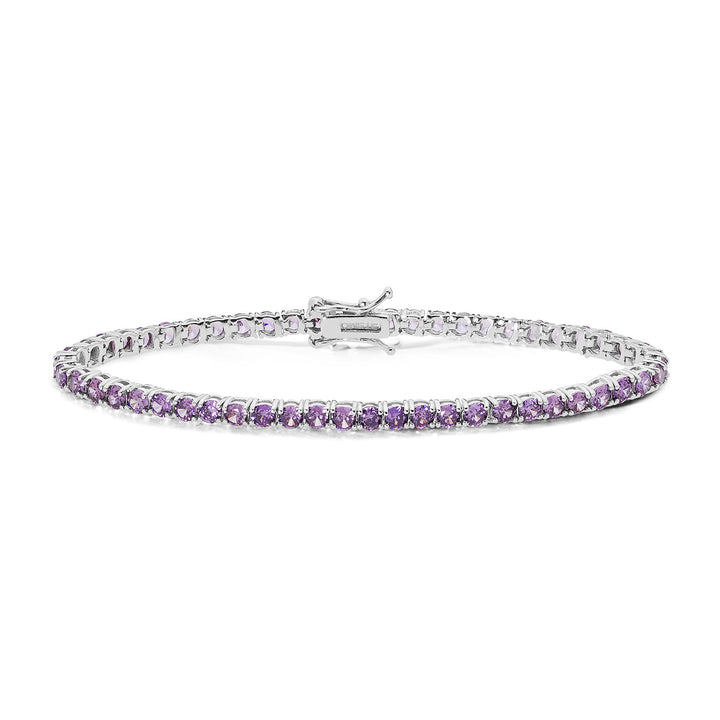 Kometen-Tennis in Silber und lila Amethyst-Zirkonen BRA238M16