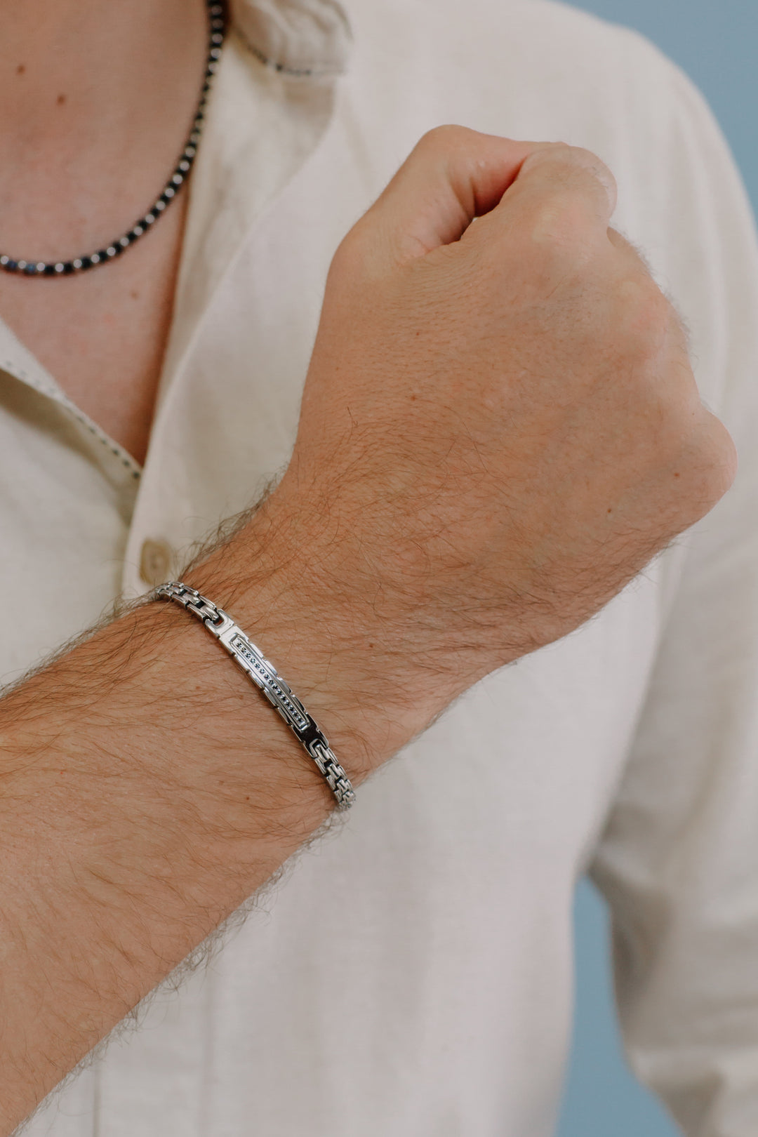Comete Bracciale in Acciaio lucido e Zirconi neri UBR974