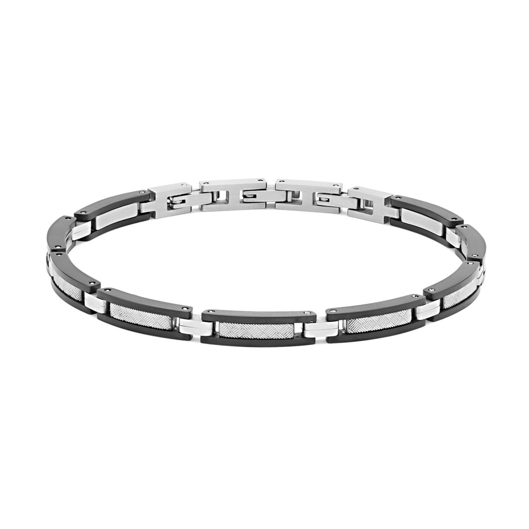 Comete Bracciale texture in Acciaio e PVD nero UBR979