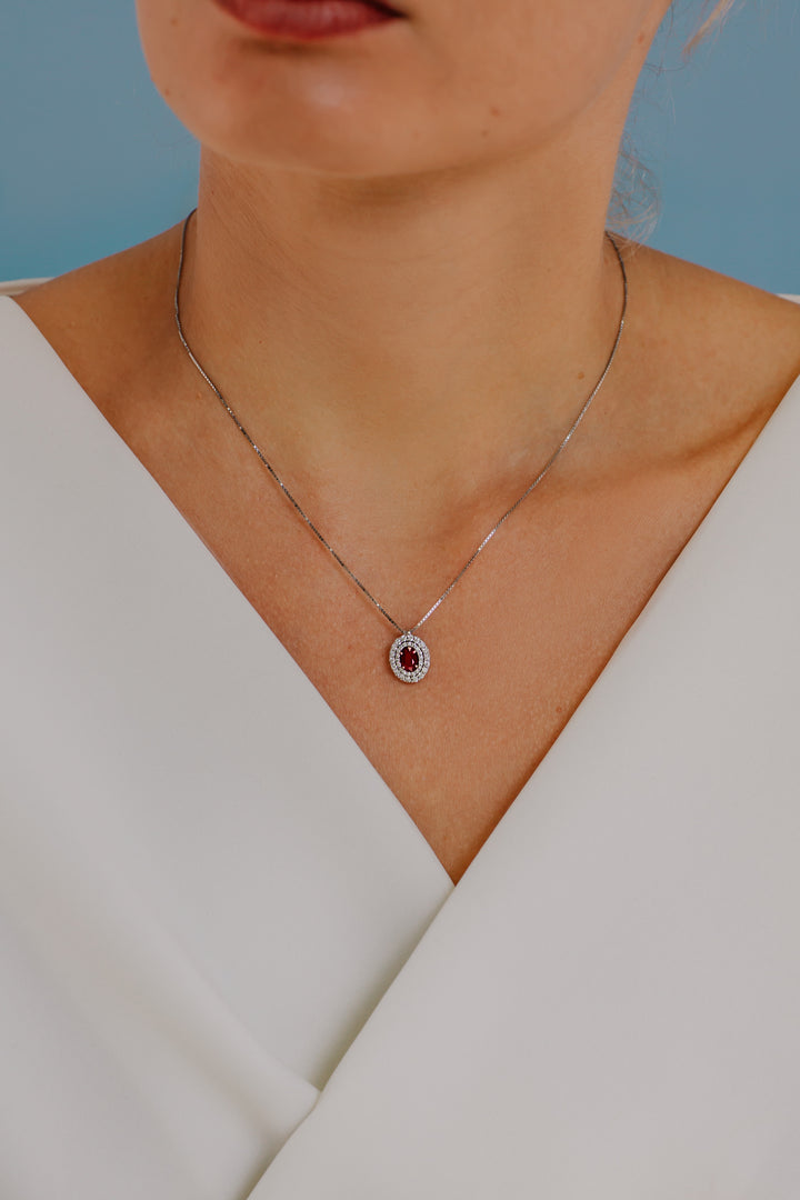 Comete Necklace in Gold, Diamonds and Oval Ruby GLB1473
