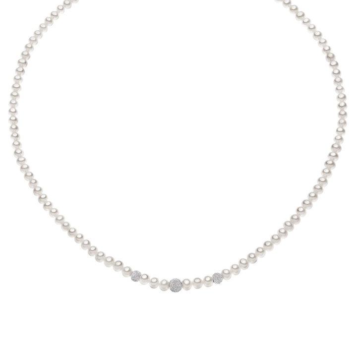 Collar Comete Perlas de Agua Dulce en Esferas de Oro y Diamantes FWQ195B