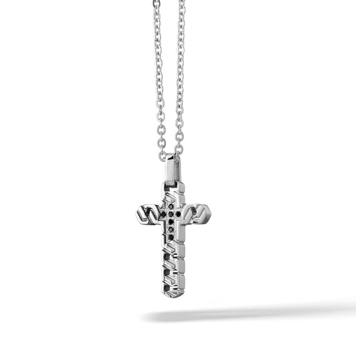 Collier Ras de Cou Comete Croix en Acier et Zircons UGL702