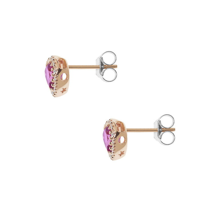 Comete Orecchini in Oro Diamanti e Topazi Rosa cuore ORB1036