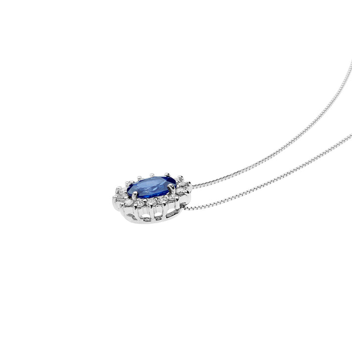 Comete Collana in Oro Diamanti e Zaffiro blu ovale GLB1564