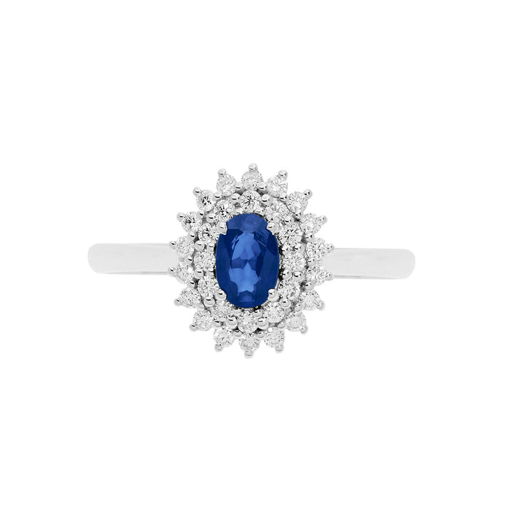 Bague Comete en or avec diamants et saphir bleu ovale ANB2621