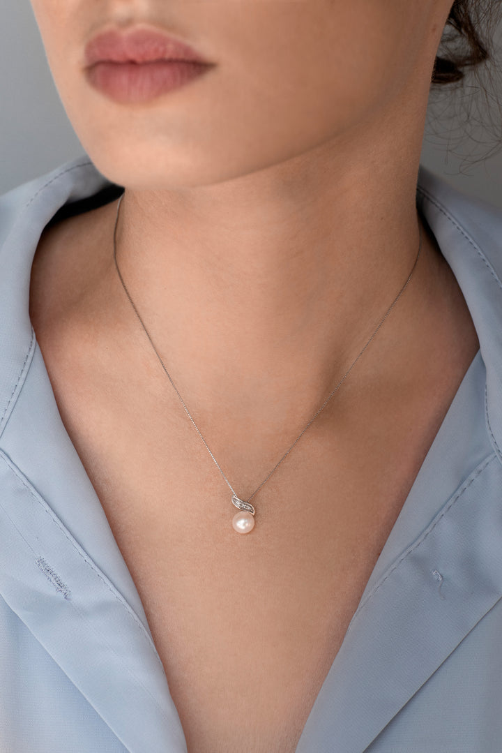 Collier Comete Perles en Or et Diamants GLP612