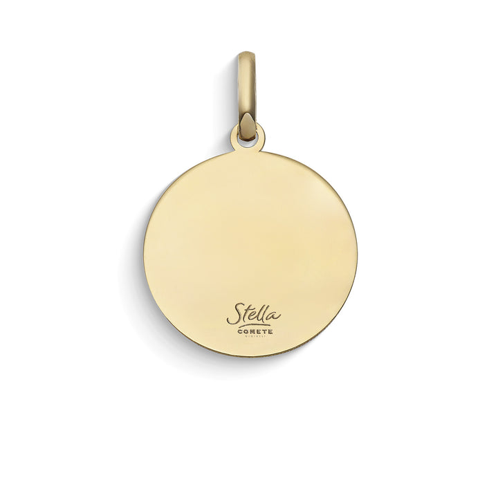 Pendentif Comete Round avec icône de Jésus en or jaune et émail KCOB040