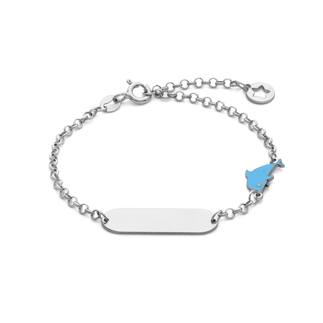Pulsera Comete de Plata con Delfín Azul BRA262