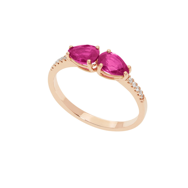 Bague Comete en or rose avec diamants et rubis goutte ANB2636