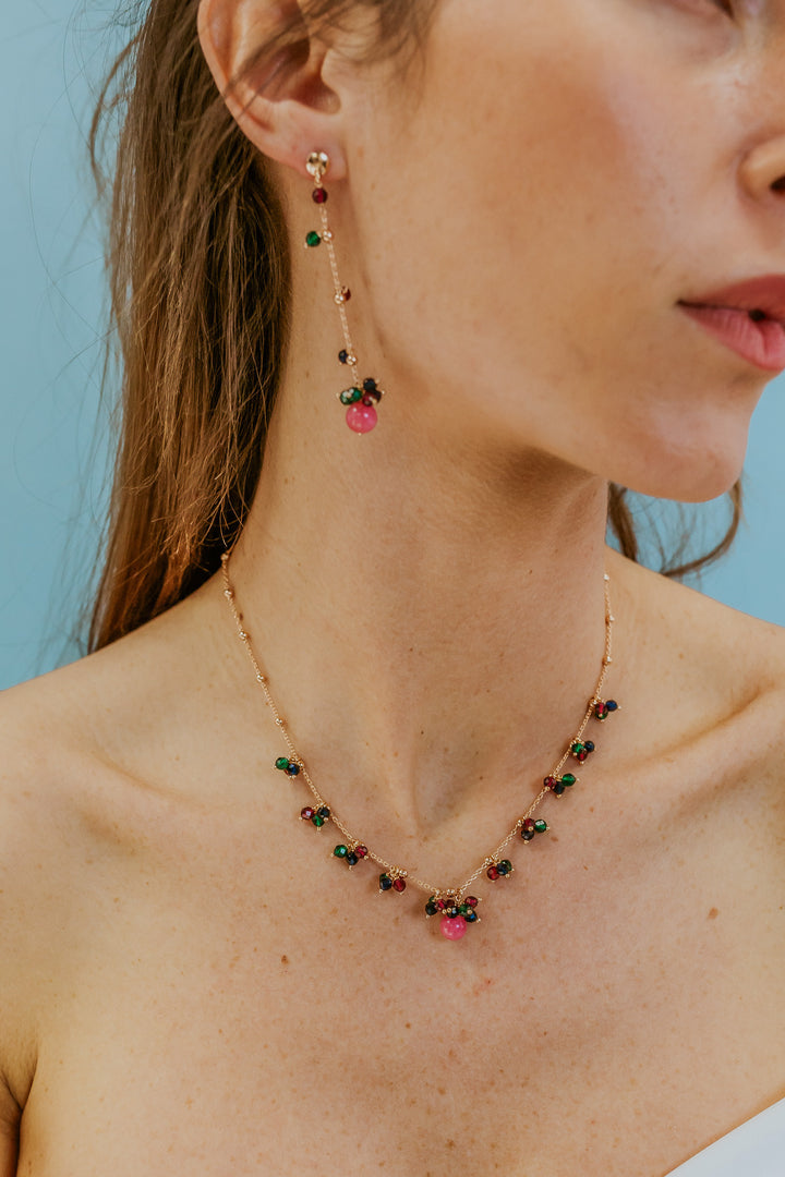 Comete Girocollo Argento 925‰ con Giada e pietre blu, rosse e verdi GLA272