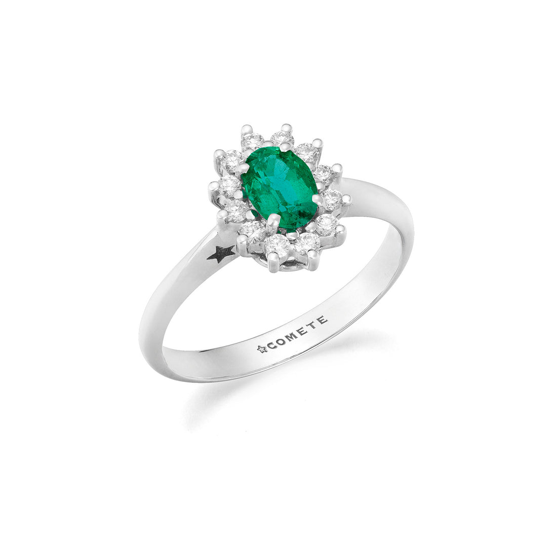 Comete Bague en or blanc avec diamants et émeraude ovale ANB2749S3