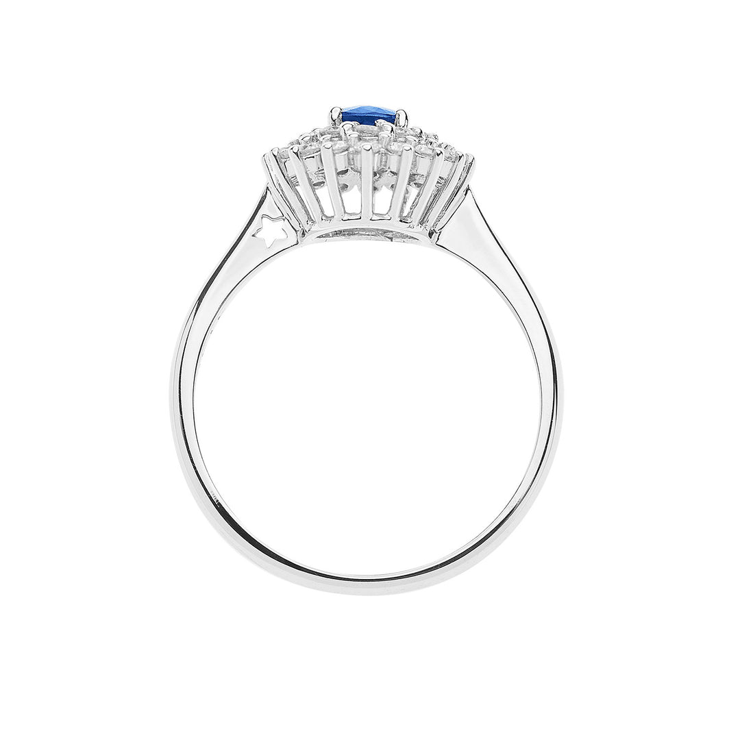 Bague Comete en or avec diamants et saphir bleu ovale ANB2621