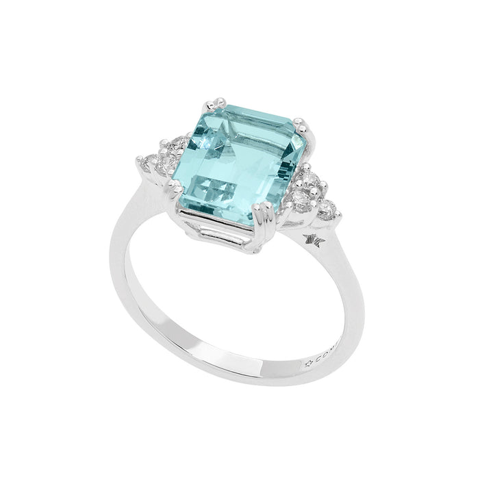 Comete Anello in Oro Diamanti e Acquamarina ottagonale ANQ337