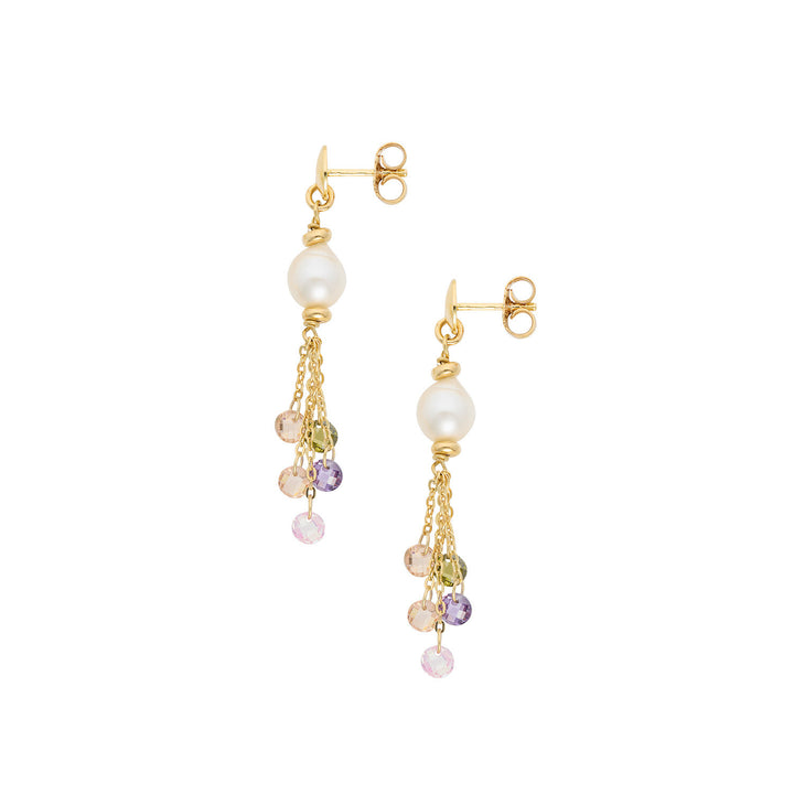 Comete Orecchini Argento 925‰ con cristalli multicolor e Perle Acquadolce ORA225