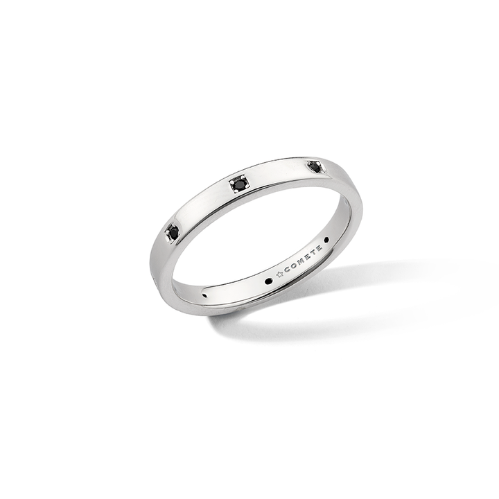 Comete Ring in rhodium-plated 925‰ silver, black zircons UAN132M9