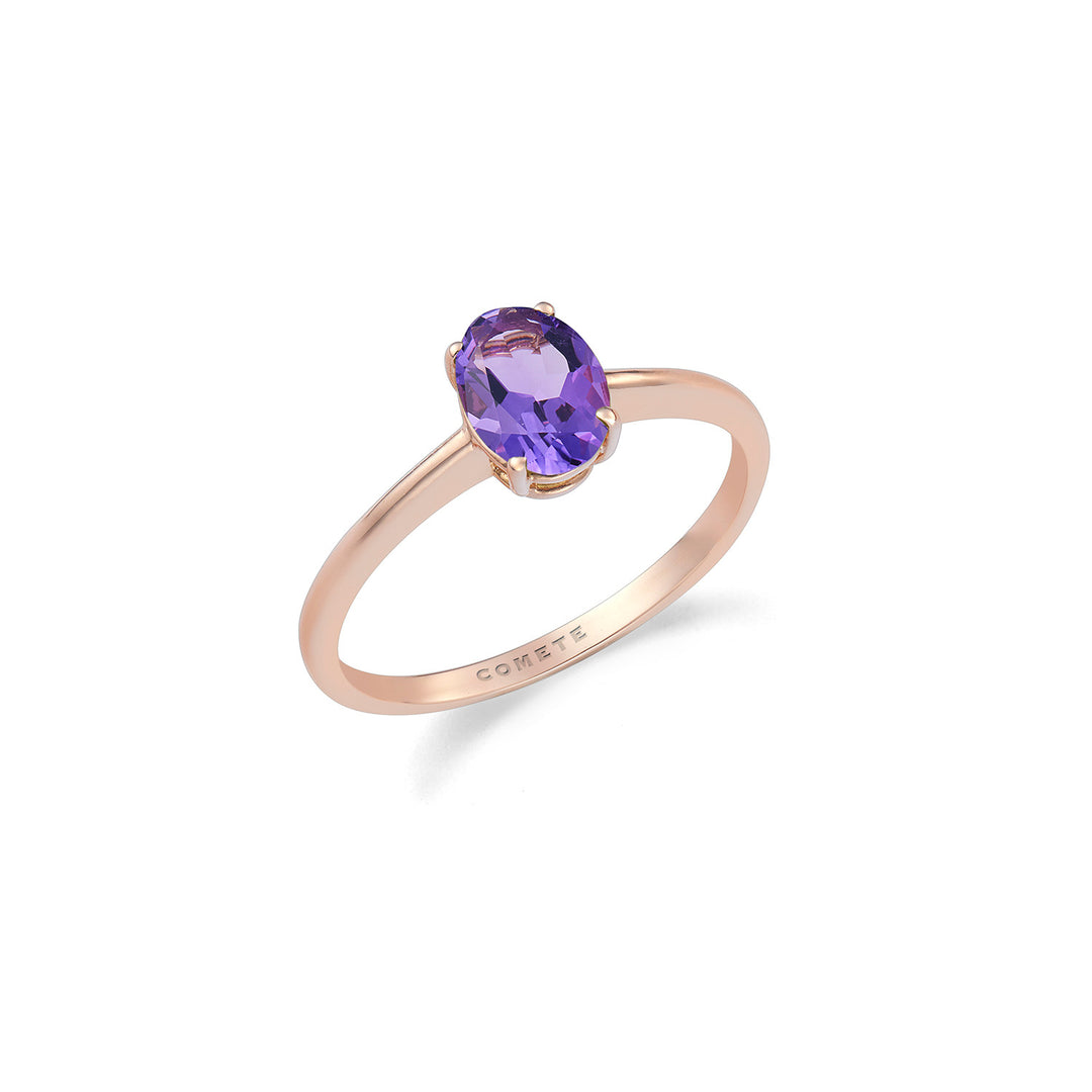Bague Comète en or rose 750‰ et Améthyste ovale ANB2697