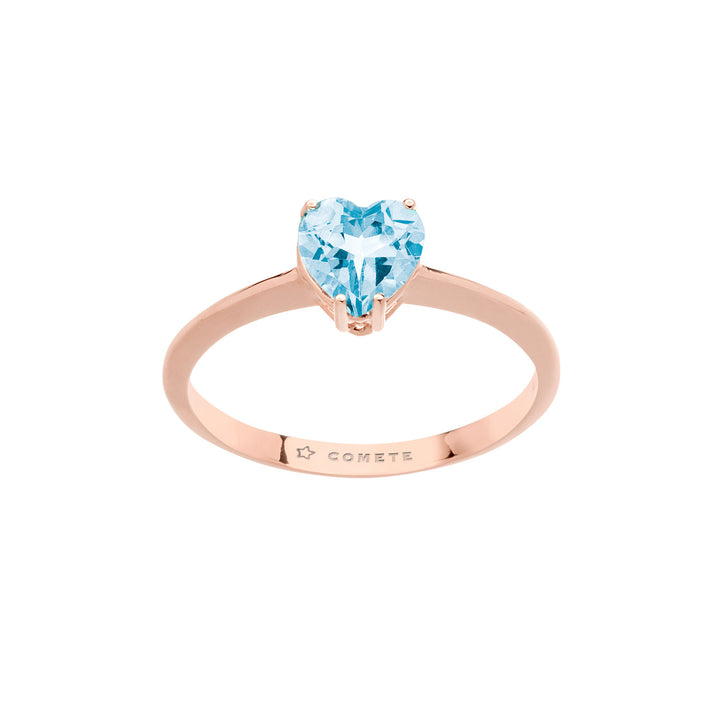 Bague Comete en or rose et topaze bleue forme coeur ANB2544