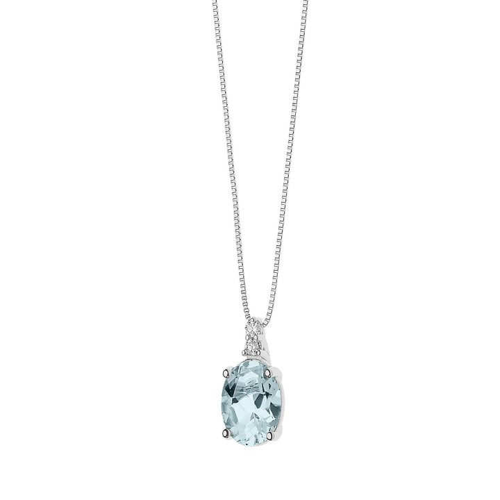 Comete Collana in Oro Diamanti e Acquamarina Ovale GLQ267