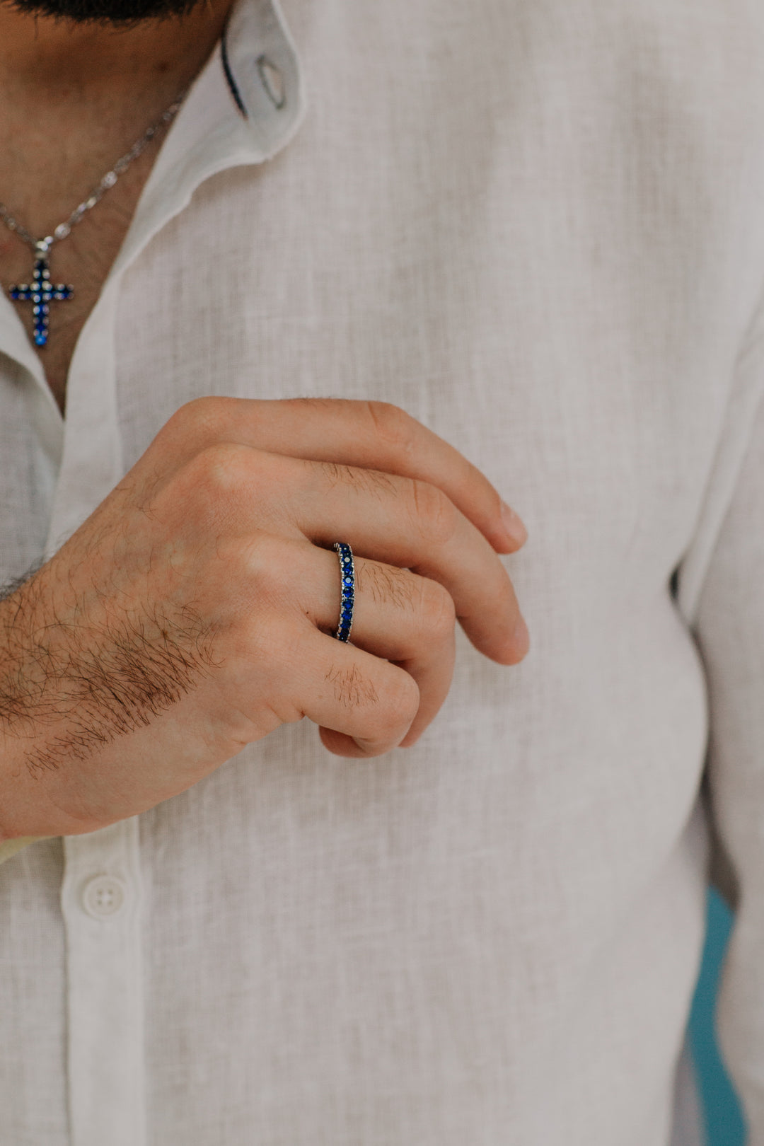 Comete Anello in Argento e zirconi blu UAN124XL