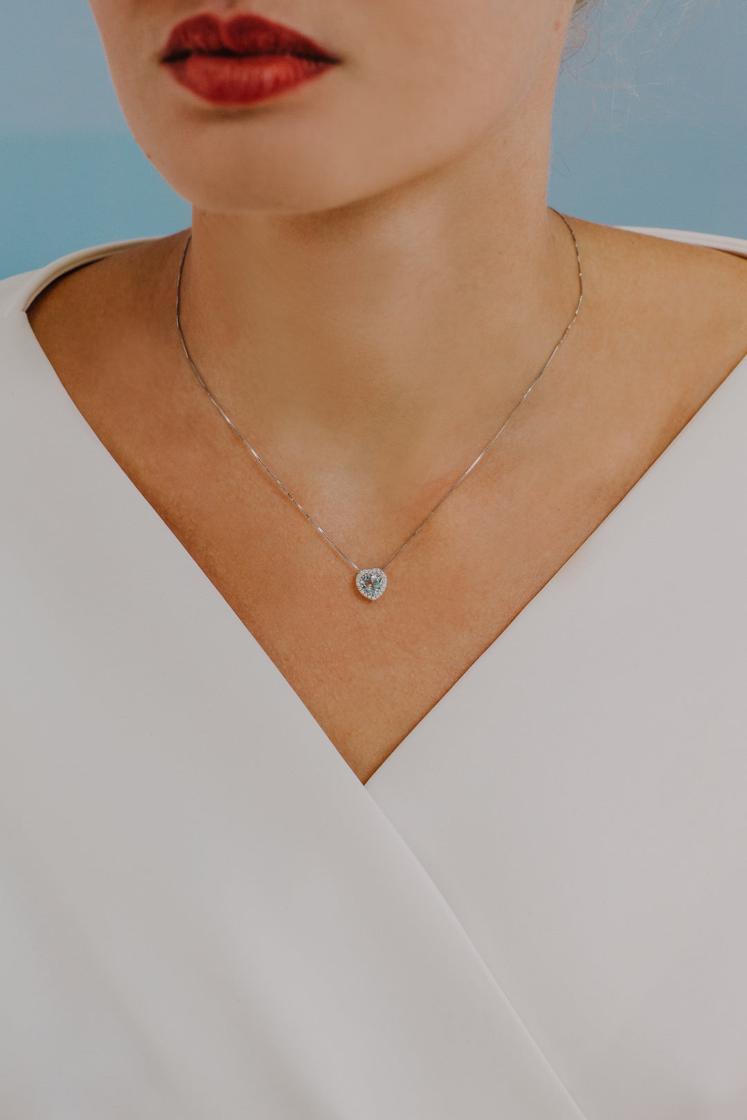 Comete Collana in Oro Diamanti e Acquamarina Cuore GLQ289