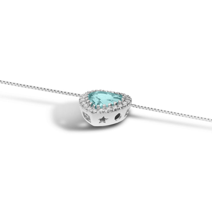 Comete Collana in Oro Diamanti e Acquamarina Cuore GLQ289