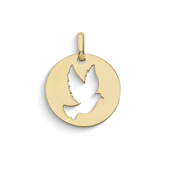 Pendentif Comete Round avec Colombe en or jaune 375‰ KCOB042