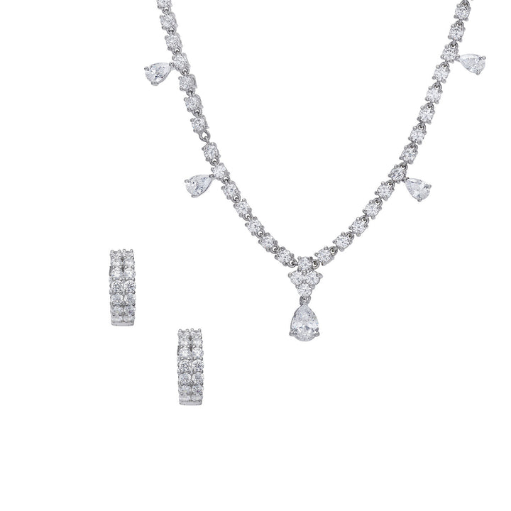 Comete Girocollo e Orecchini in Argento 925‰ e Zirconi bianchi a goccia KIT267199
