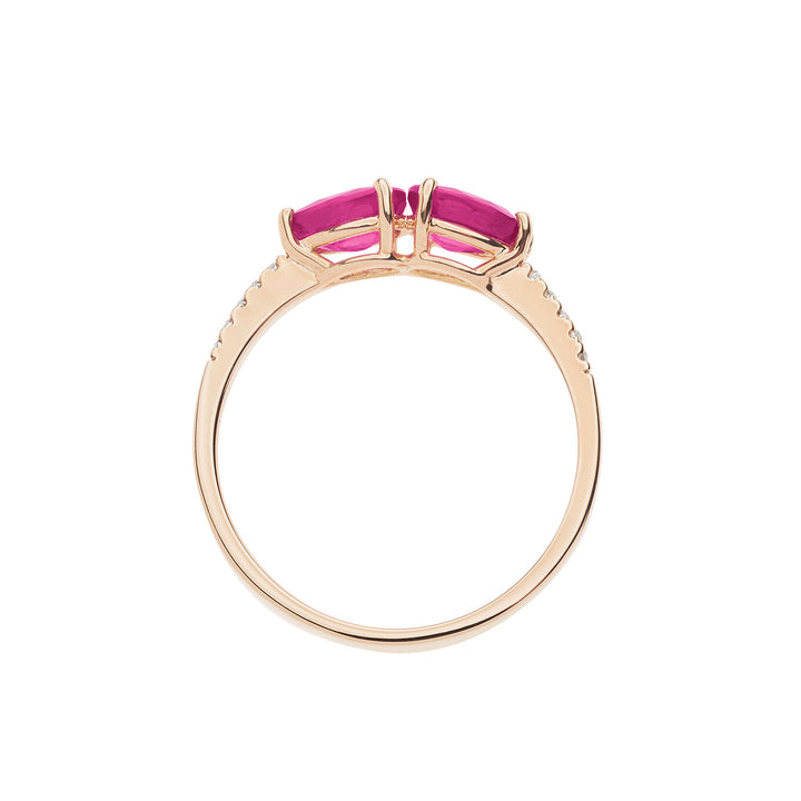 Bague Comete en or rose avec diamants et rubis goutte ANB2636