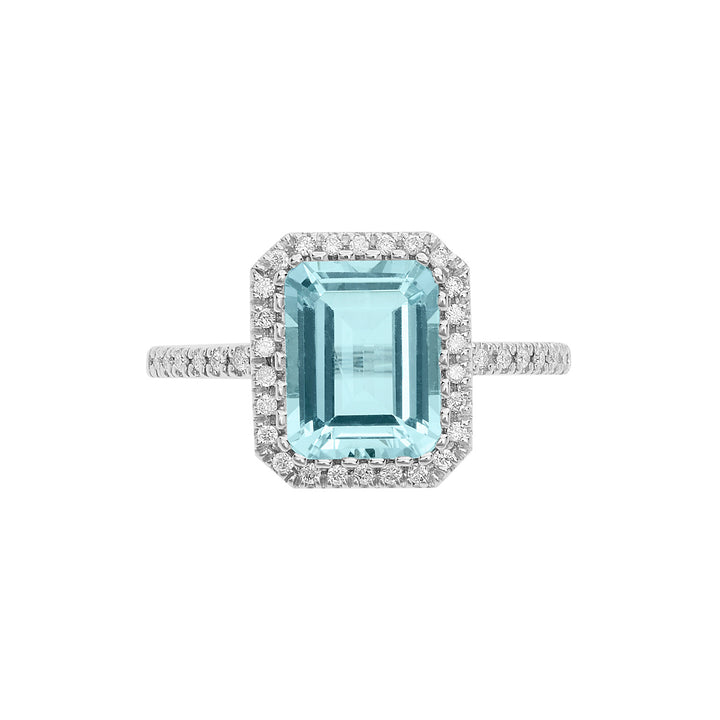 Bague Comete en or avec diamants et aigue-marine octogonale ANQ339