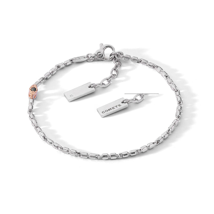 Comete Bracciale in Argento lucido e rosè, Diamante e Spinelli neri UBR1260