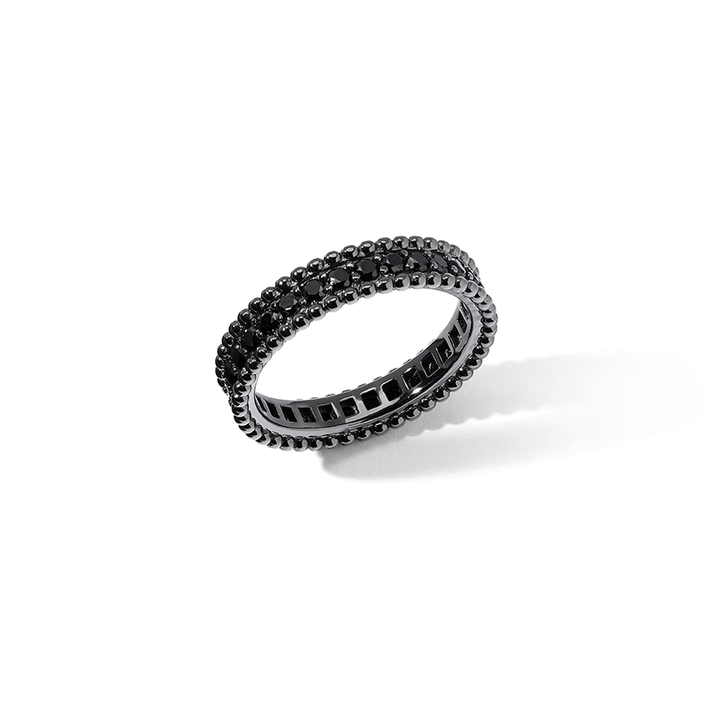 Comete Ring in 925‰ ruthenium silver with black zircons UAN133M18