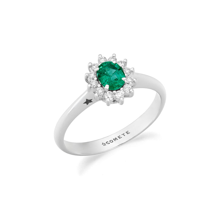 Comete Bague en or blanc avec diamants et émeraude ovale ANB2749S3