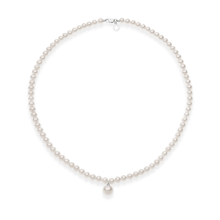 Comete Girocollo Filo Perle Acquadolce in Oro e Diamante FWQ265