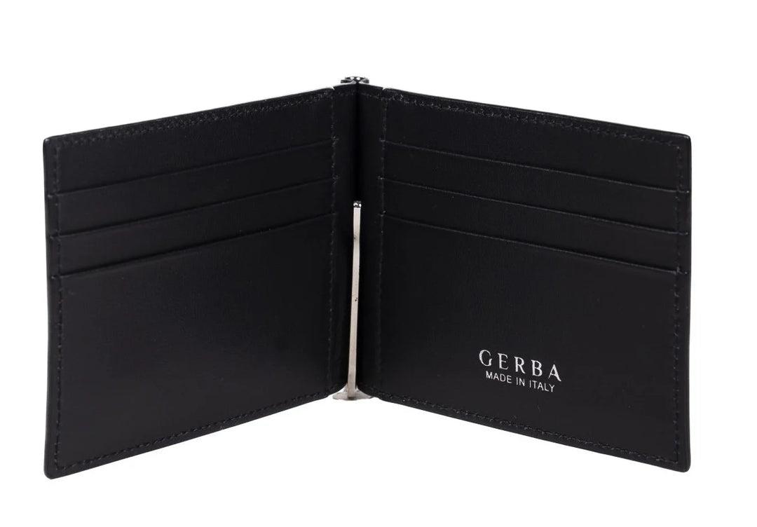 Gerba Euro holder in full grain calfskin and Gerba logo in GB002 BLACK silver