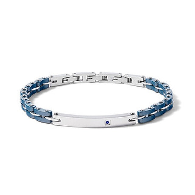 Comete Regalo Divino Kit bracciale acciaio ceramica e gemelli zaffiro blu KITGVZAF
