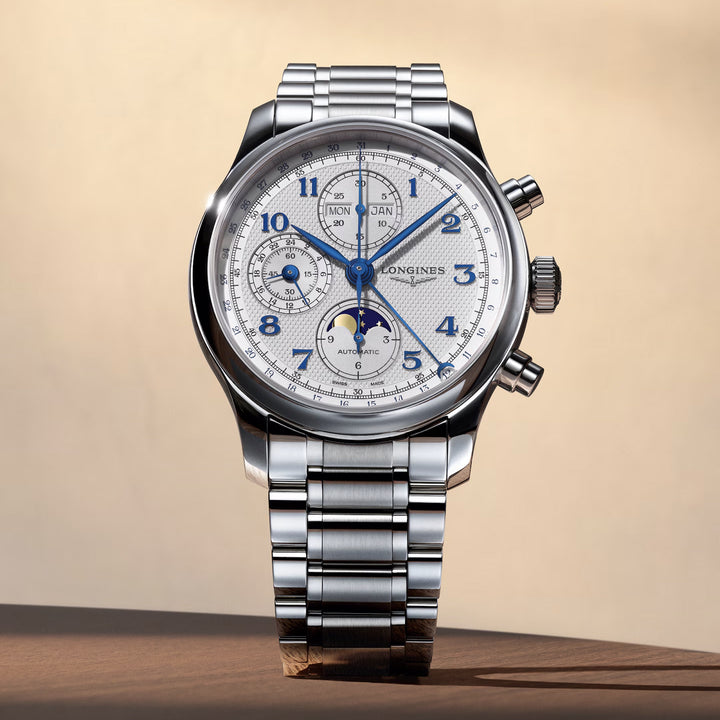 Montre Longines Master Collection Chrono Moonphase 41mm argent automatique acier L2.962.4.73.6