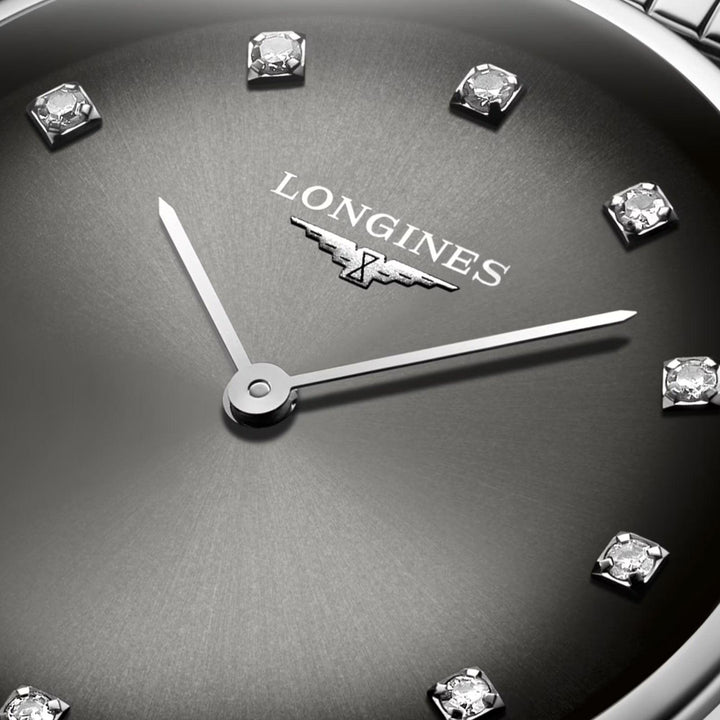 Longines orologio La Grande Classique 29mm antracite diamanti quarzo acciaio L4.512.4.77.6 - Capodagli 1937