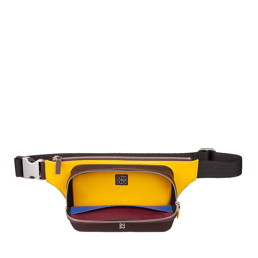 DUDU Marsupio Uomo in Pelle Colorato, Marsupio Elegante Capiente per Viaggio con Tasca Porta Cellulare Smartphone