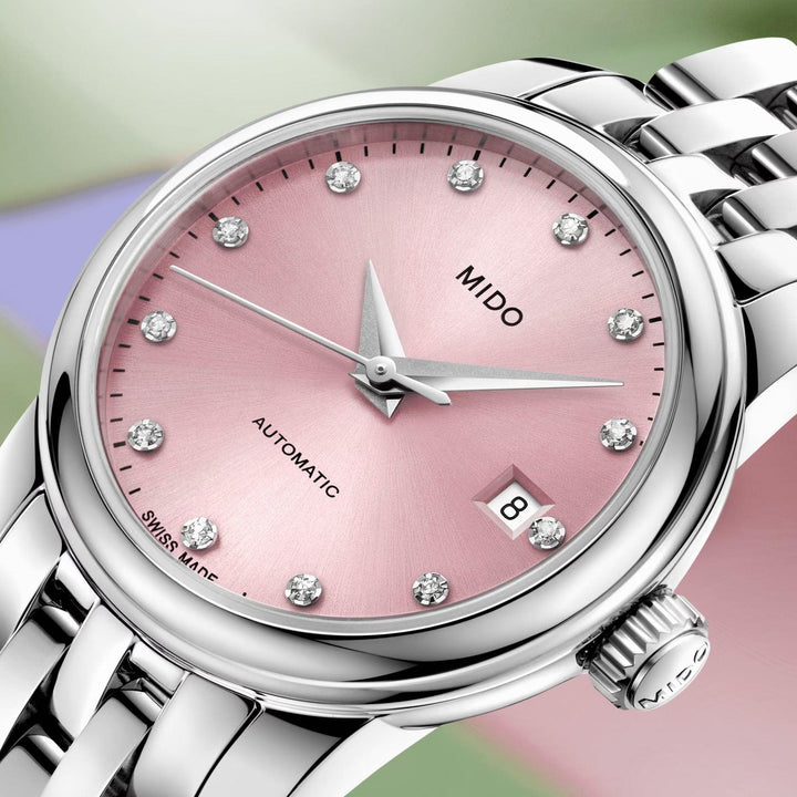 Mido orologio Baroncelli Lady Twenty Five 25mm rosa automatico acciaio M039.007.11.336.00 - Capodagli 1937